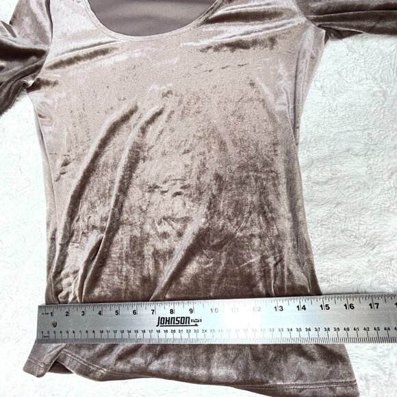 Boston Proper Womens 3/4 Sleeve Velvet Top Blouse Small Brown Stretch Casual - Picture 4 of 9